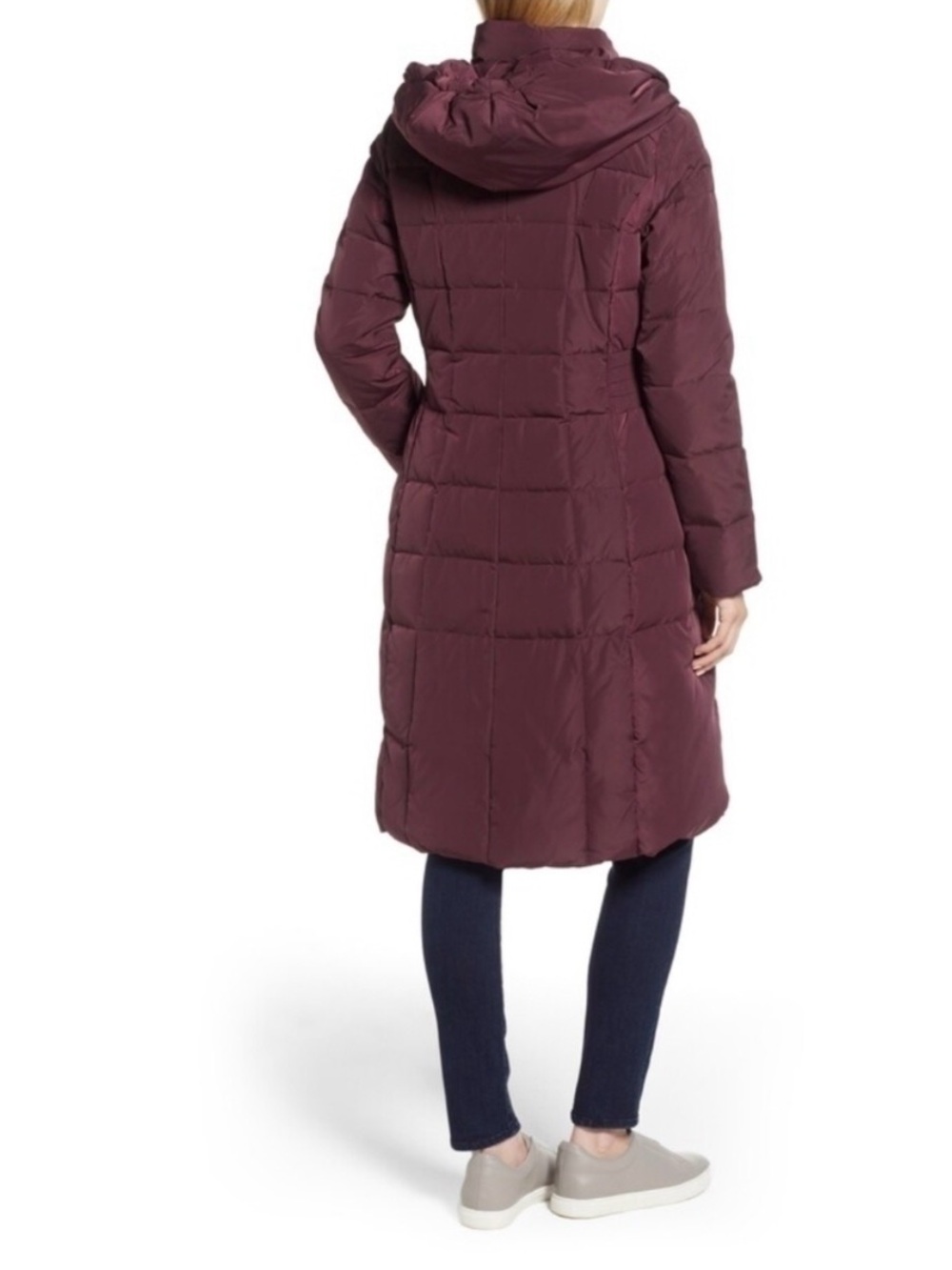 Cole Haan Women’s Box-Quilted Down Puffer Hooded Coat In Merlot Size S - Picture 4 of 8